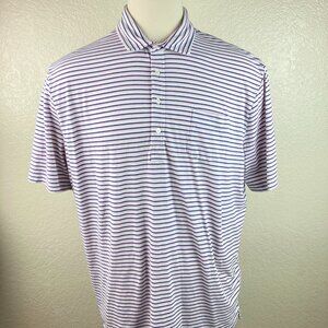 Ralph Lauren Polo Golf Stretch Lisle Blue White & Pink Stripe Shirt Sz XXL